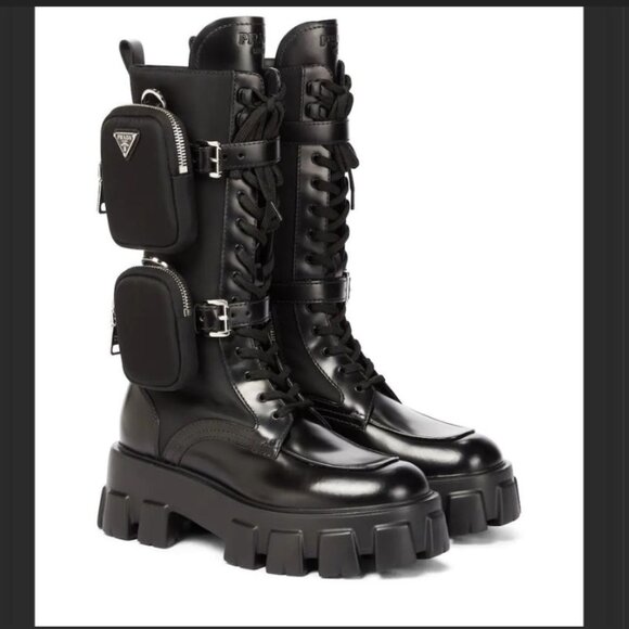 Prada Monolith 55mm Pouch Tall Boots - Picture 1 of 6